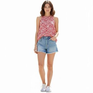 Willi Smith Red Geometric Sleeveless Top
